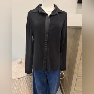 Mango MNG Black Striped Textured Shirt Size 6/M